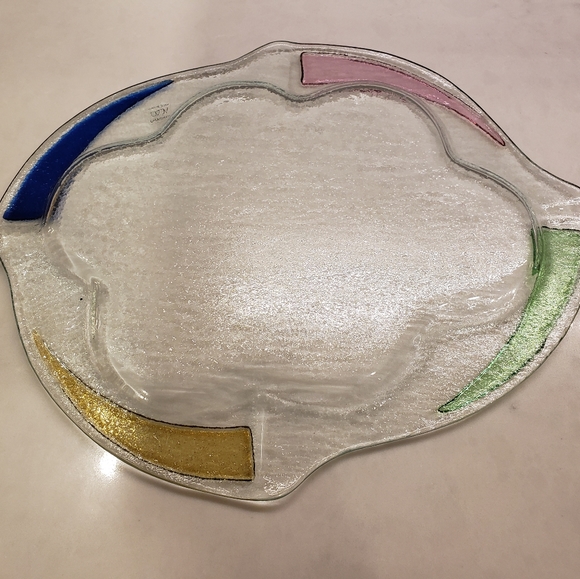 Murano colourful glass plate, made in Italy - Picture 7 of 10